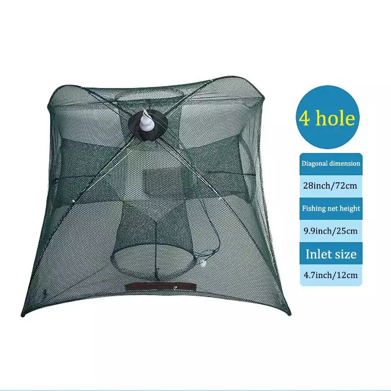 BL Portable Fishing Net Shrimp Cage Foldable Catch Fish Crayfish Crab Baits Trap Tackle Casting Mesh