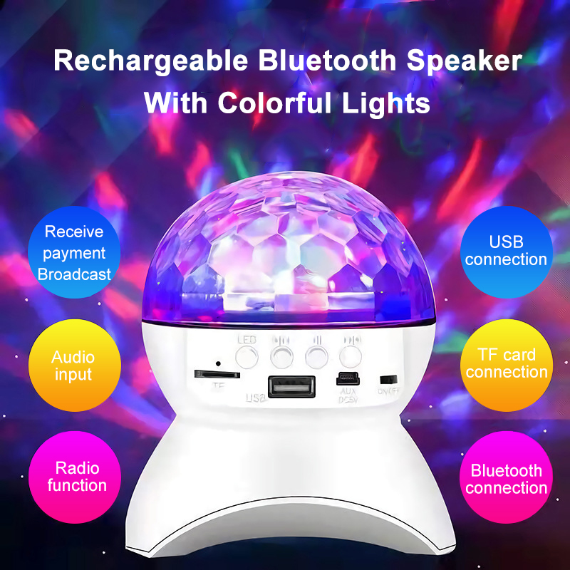BL Bluetooth Speaker Stage Rotating Colored  Disco Ball Lights LED Flashing Light Club KTV Party