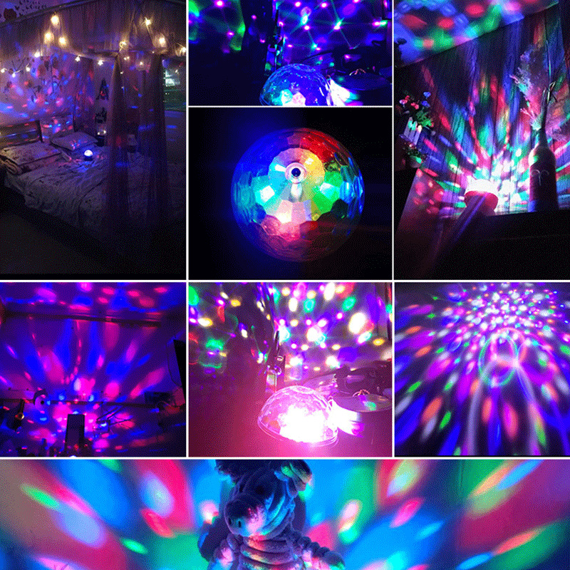 BL Bluetooth Speaker Stage Rotating Colored  Disco Ball Lights LED Flashing Light Club KTV Party