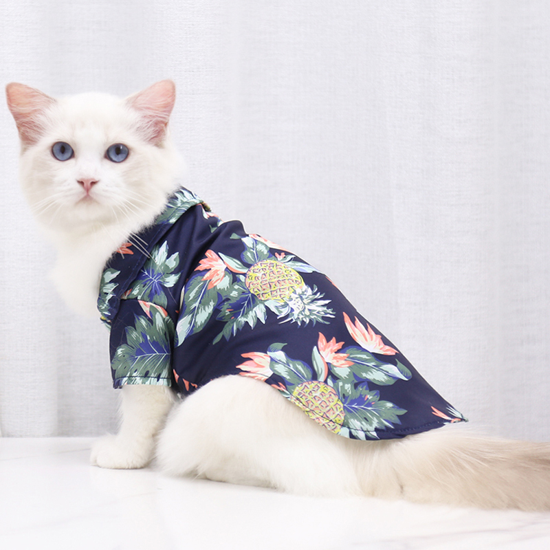 BL Pet Hawaiian Style Pineapple Printed Shirt Cat Dog Short Sleeves Summer Costume Cool Pet Shirts