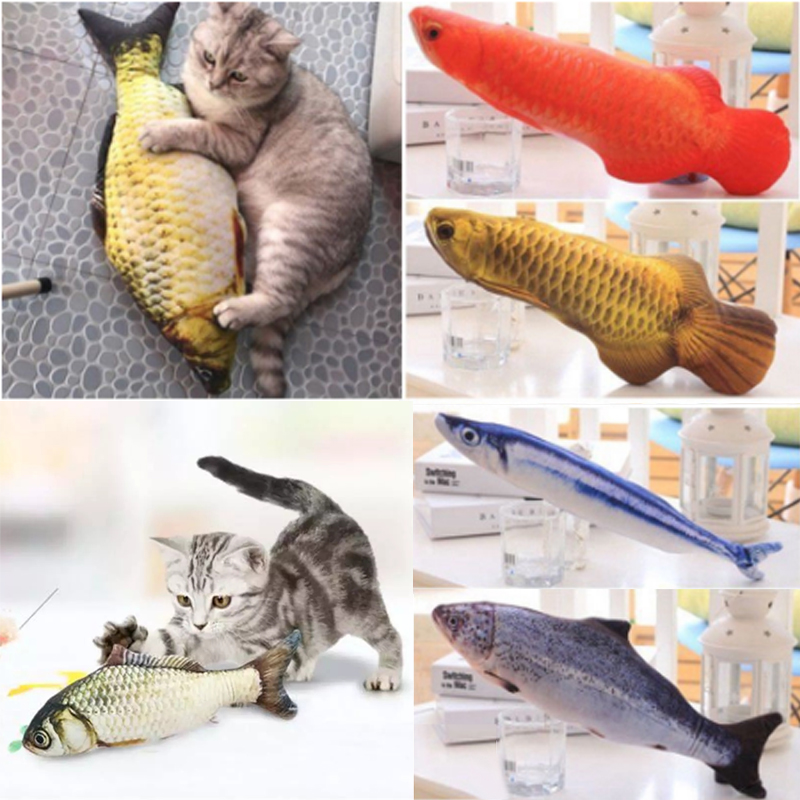 BL Pet Kitten Cat Fish Shape Toy Simulation Fish Funny Toy Pet Cat Playing Toy Kitten Teaser Cute