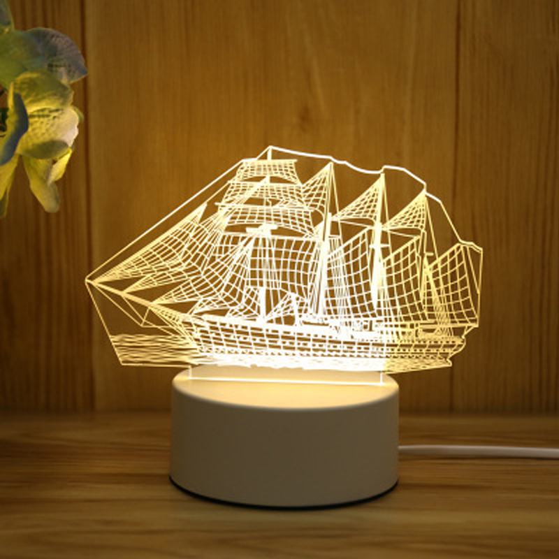 BL 3D Table Lamp Creative Dream Night Lights USB Plug Gift Bedside Desk Lamp Home Bedroom Decor