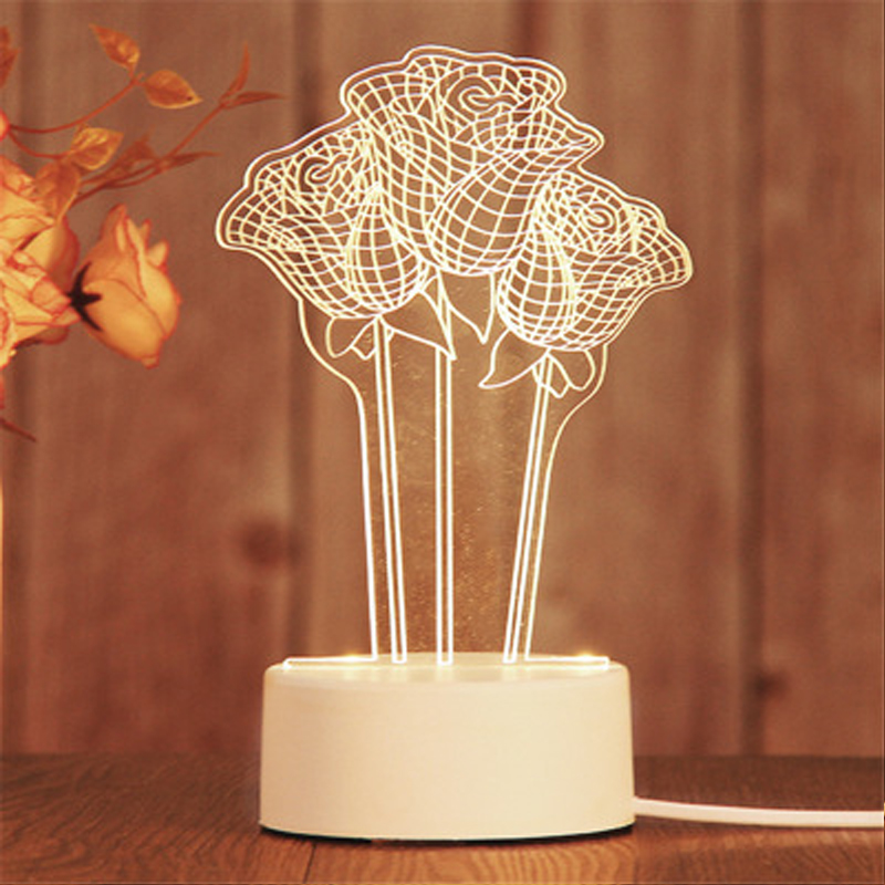 BL 3D Table Lamp Creative Dream Night Lights USB Plug Gift Bedside Desk Lamp Home Bedroom Decor