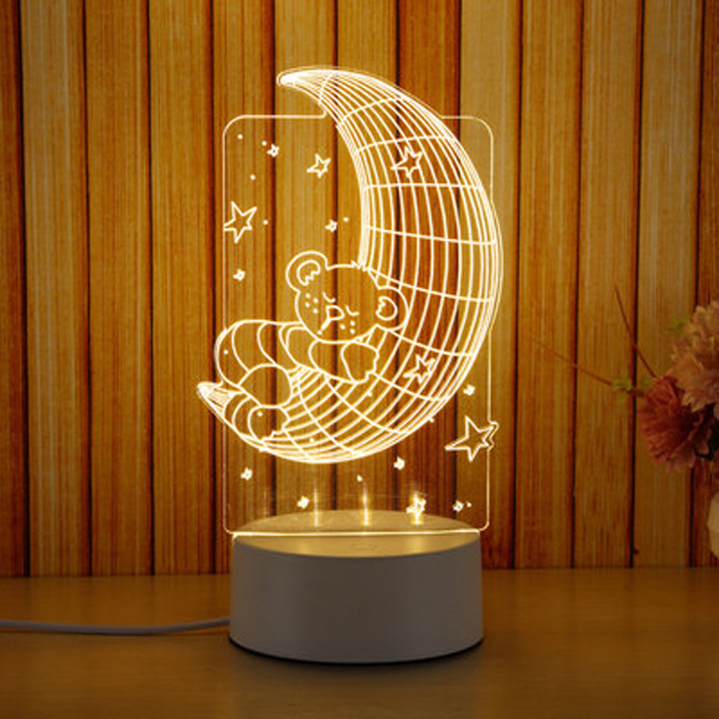 BL 3D Table Lamp Creative Dream Night Lights USB Plug Gift Bedside Desk Lamp Home Bedroom Decor