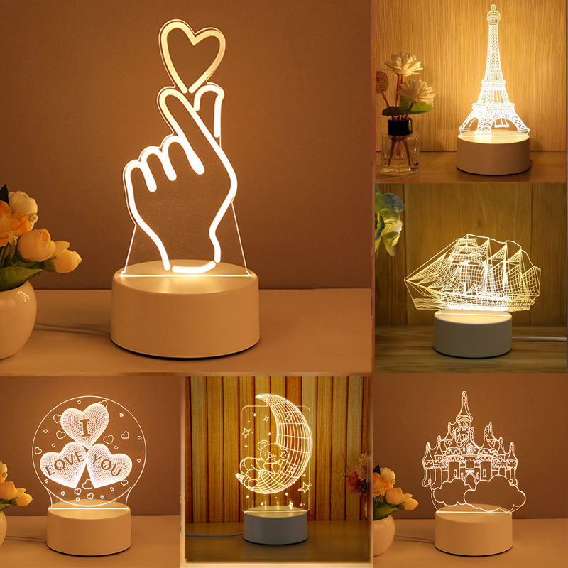 BL 3D Table Lamp Creative Dream Night Lights USB Plug Gift Bedside Desk Lamp Home Bedroom Decor
