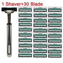 Manual Razor Double Layer Razor 1 Knife Holder 30 Cutter Head double-layer blade with shaver White as picture