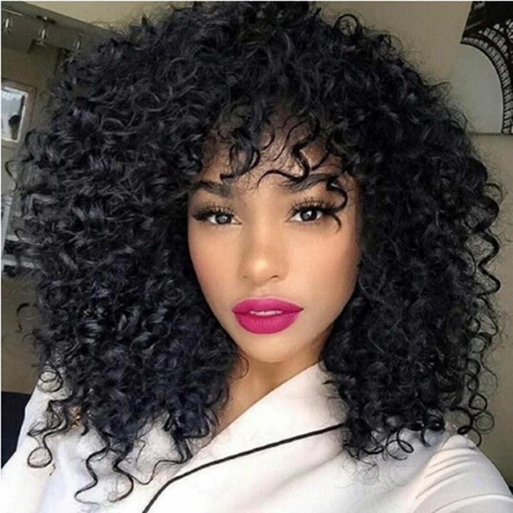 European American And African Women With Short Curly Haired Wigs