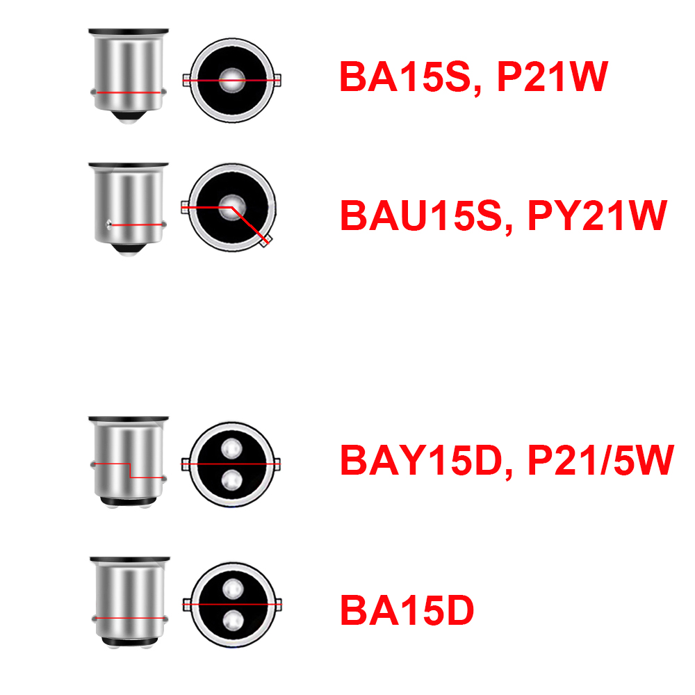 2 pcs Universal LED Light Bulb for Automobile Car Truck Motorcycle Brake Lights Vehicle Rear Tail Lamp DC 12V Base Type is BAY15D P21/5W 1157
