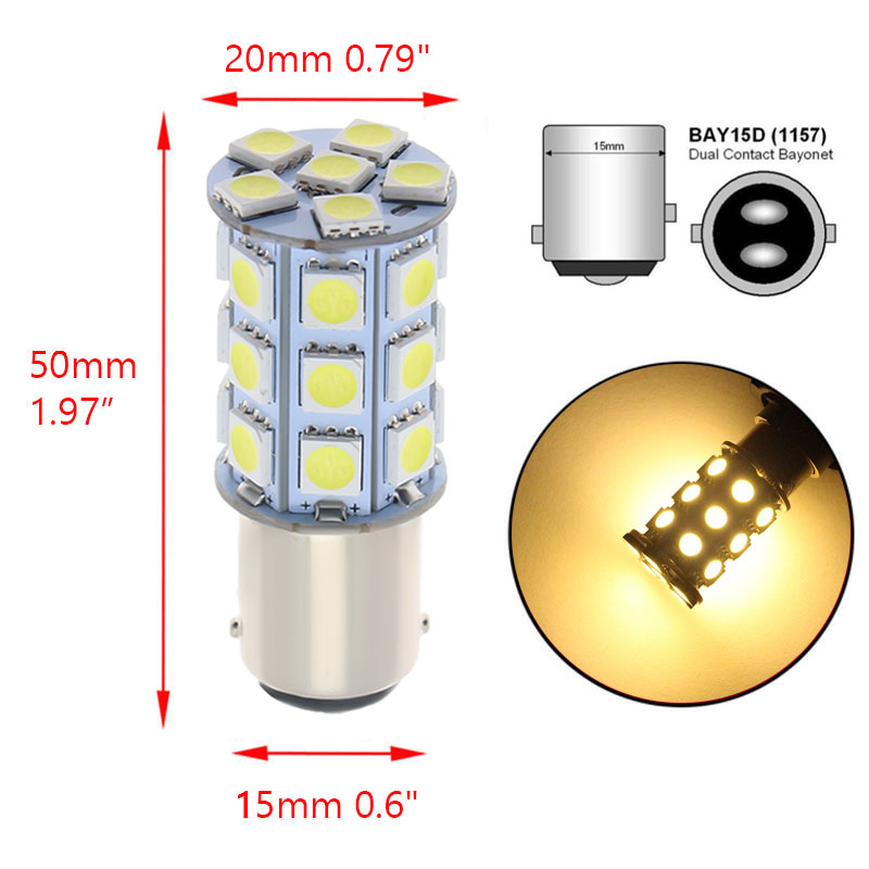 2 pcs Universal LED Light Bulb for Automobile Car Truck Motorcycle Brake Lights Vehicle Rear Tail Lamp DC 12V Base Type is BAY15D P21/5W 1157