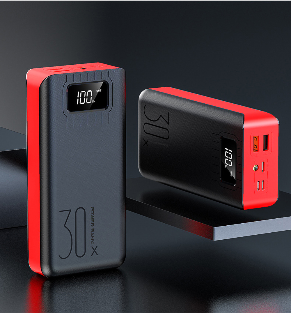 RichRipple Power Banks 30000mAh powerbank TypeC Micro USB QC Fast Charging Powerbank LED Display For all Phones Tablets