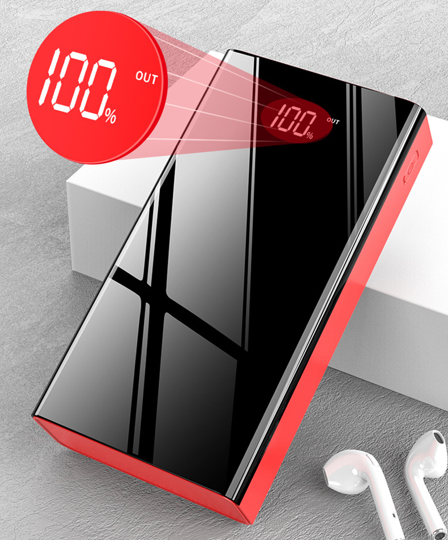RichRipple Power Banks 40000mah iPhone LED Power Bank ExterBattery USB Large Capacity Mirror Screen Portable for all Phones  powerbank