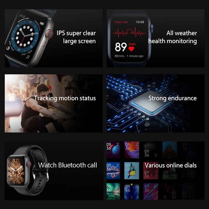 RichRipple New Black + Grey 2WatchBands Smart Watch Bluetooth Calling 1.75" IPS Heart Rate Blood Pressure Monitor Fitness Tracker for Smart Phone