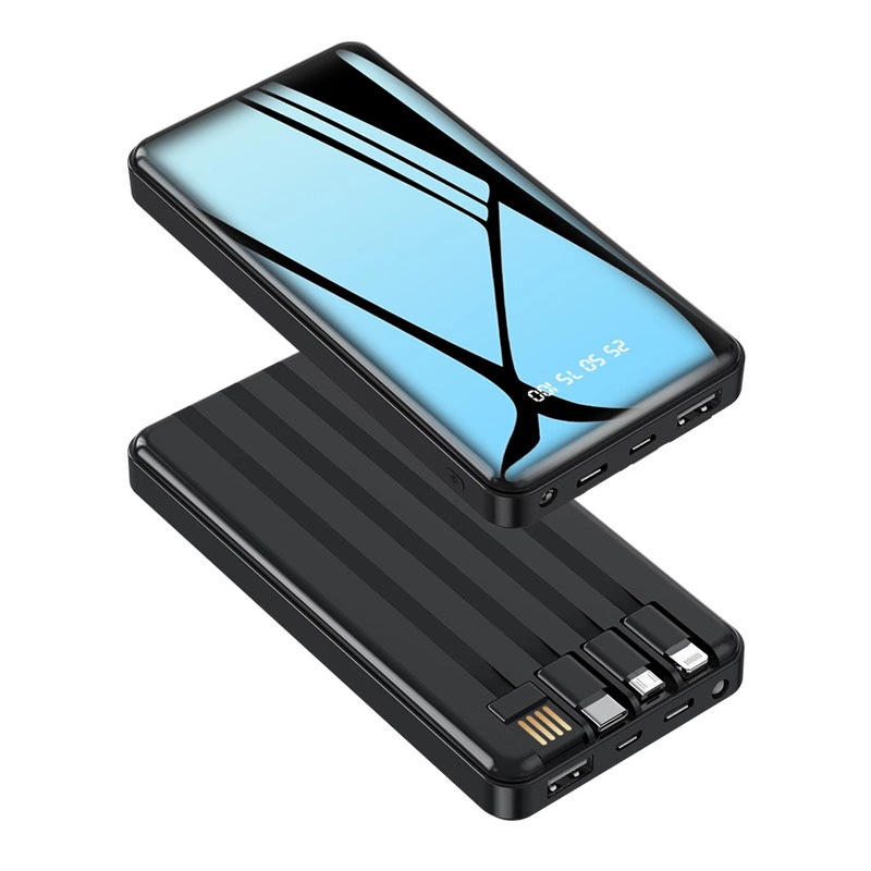 RichRipple 4-Wire Large Capacity iPhone Power Bank 10000mAh Fast Charging Portable for all Phones Charge