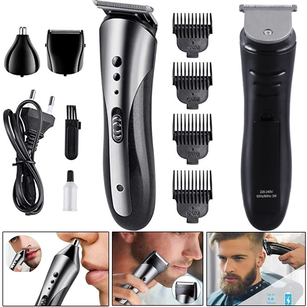 RichRipple Men Hair Clipper Cutting Waterproof Wireless Electric Beard Nose  Ear Shaver Hair Trimmer Razor Kits As picture one size