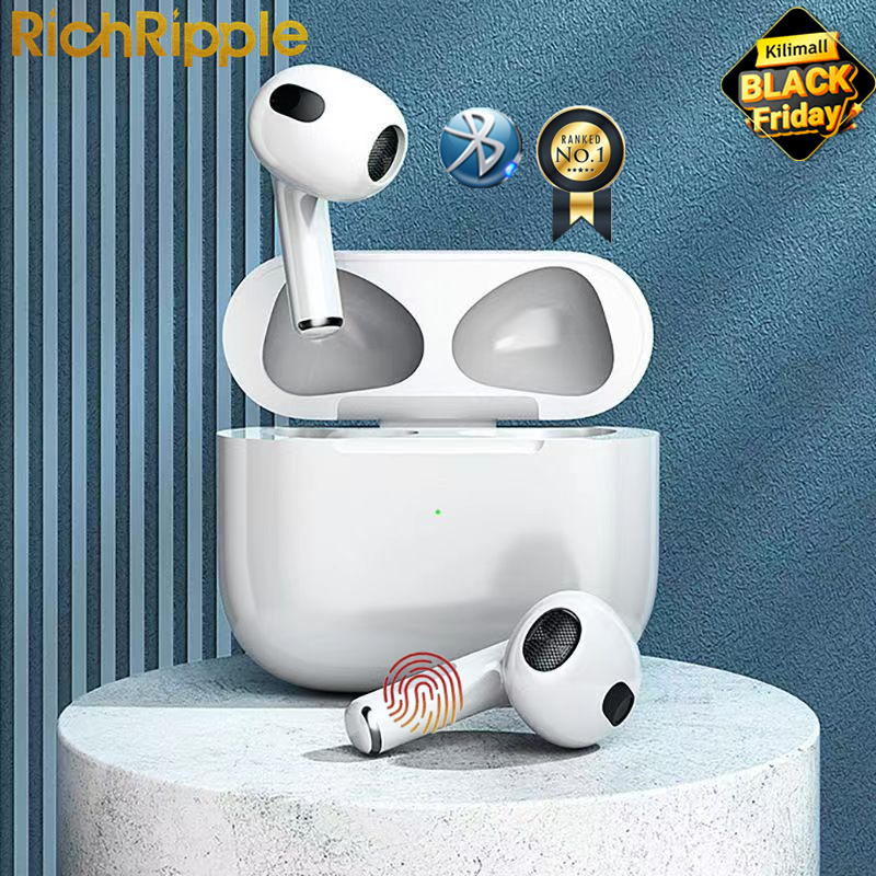 RichRipple NEW 3rd Generation Pods TWS Wireless Bluetooth Earphone Rename Bluetooth 5.0 Earpods Mini Earbuds with Charging Box Sports Handsfree Headset for Android and IOS