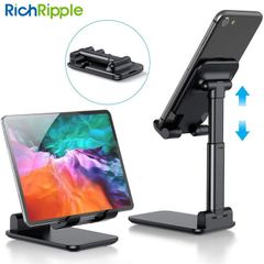 RichRipple Universal Metal Foldable Mobile Phone Holder Desktop Tablet Holder Portable Adjustable Extend Support Desk Black one size