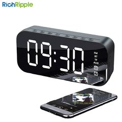 RichRipple Wireless Bluetooth Speaker Portable Alarm Clock for Bedroom/Office,Snooze,Mirror LED Display,Hands-Free Calling for Boys/Girls/Adults Black one size