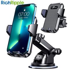 RichRipple Car Phone Holder for Car Phone Mount Cell Phone Holder for Car Hands Free Phone Mount for Dashboard Windshield Air Vent Black normal