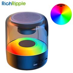 RichRipple Portable  Bluetooth Speaker Colorful Lights 360°Surround Stereo Sound, Hands-Free Wireless superbass Speakers for live show party show Black one size