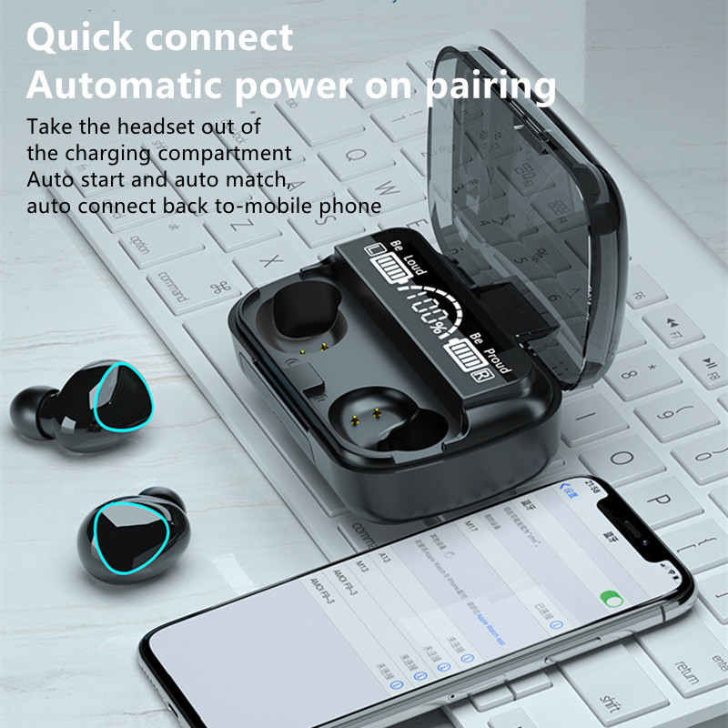 RichRipple M10 TWS Bluetooth Earphone V5.0 EarpodsLED Display Wireless Earphones With Microphone 9D Stereo Sports Waterproof Earbuds Headsets