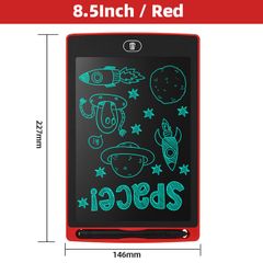 RichRipple 8.5 Inch  LCD Writing Tablet, Electronic Drawing Board+Pen Digital Graphic Erasable Reusable Electronic Drawing Pads, Educational and Learning Toy for Boy and Girls Red 8.5 Inch