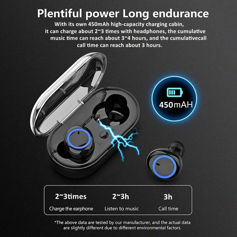 【XmasSale】RichRipple Y50 Pro Wireless Bluetooth Earphone TWS Stereo Earbuds In-Ear Earpods Touch Control 450mAh with Mic Earphone for iOS Android