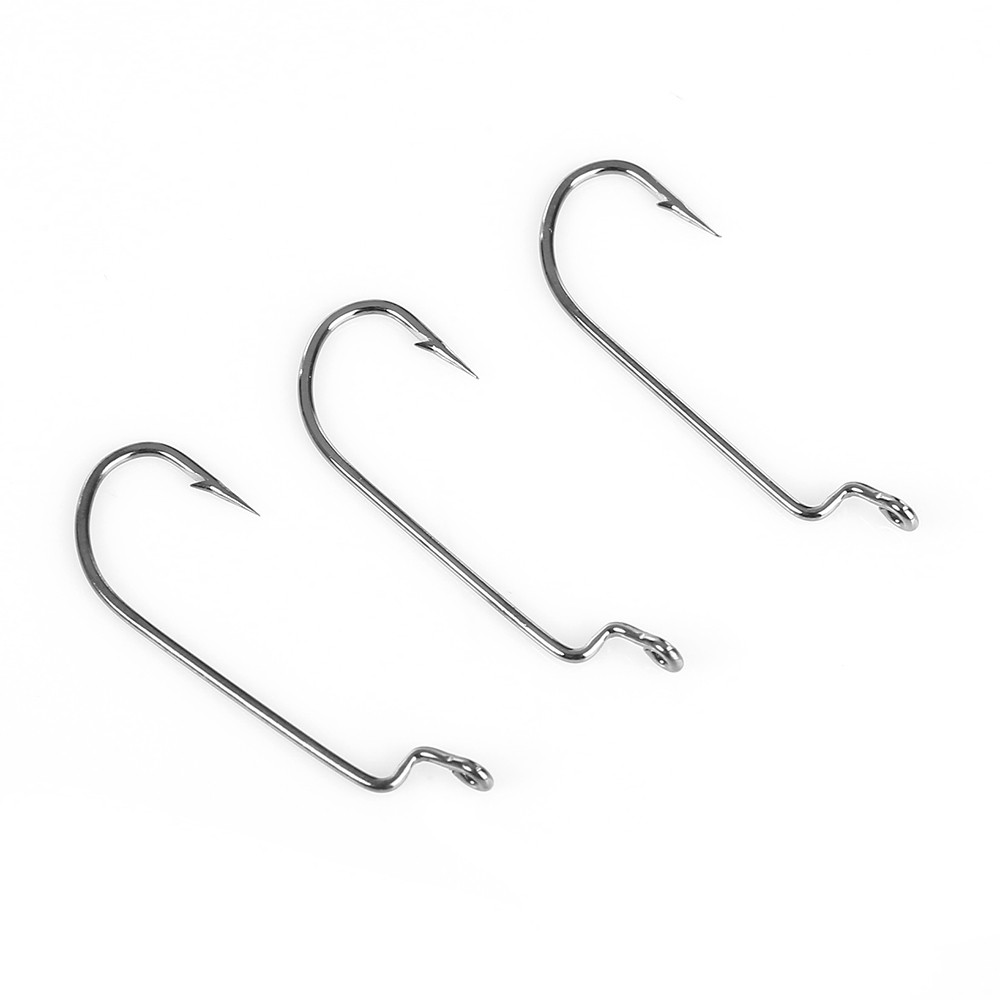 LEO 27570 100pcs / Lot Crank Fishing Hook High Carbon Steel Worm Sharp Barbed Fish Tackle