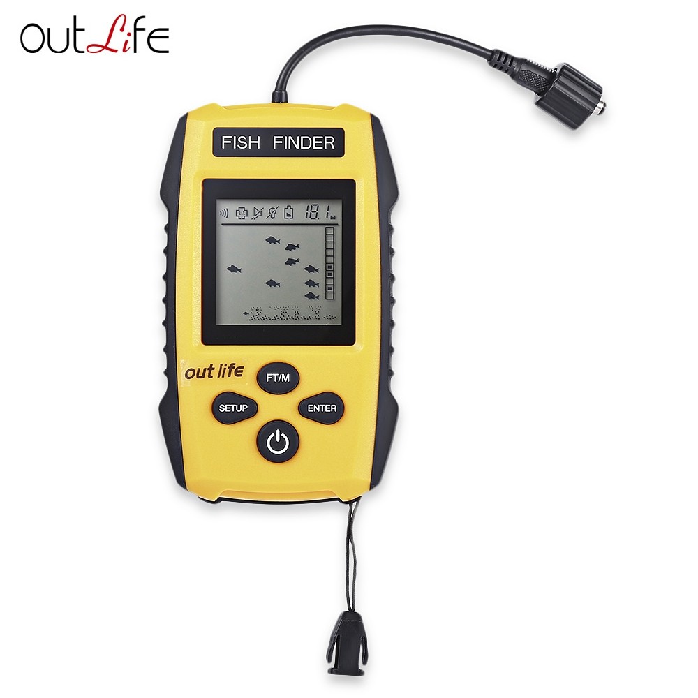 Outlife 0.7 - 100M Fish Finder 200KHz Sonar Sounder Echo Alarm Fishing Transducer