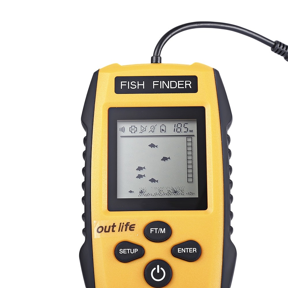 Outlife 0.7 - 100M Fish Finder 200KHz Sonar Sounder Echo Alarm Fishing Transducer