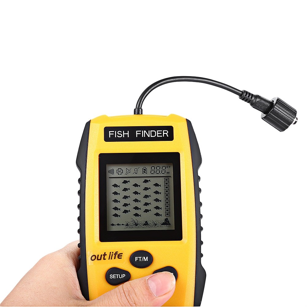 Outlife 0.7 - 100M Fish Finder 200KHz Sonar Sounder Echo Alarm Fishing Transducer