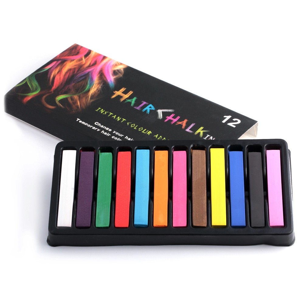 Fashion 12 Color Soft Pastels Salon Kit Fast Temporary Short Hair Dye Chalk