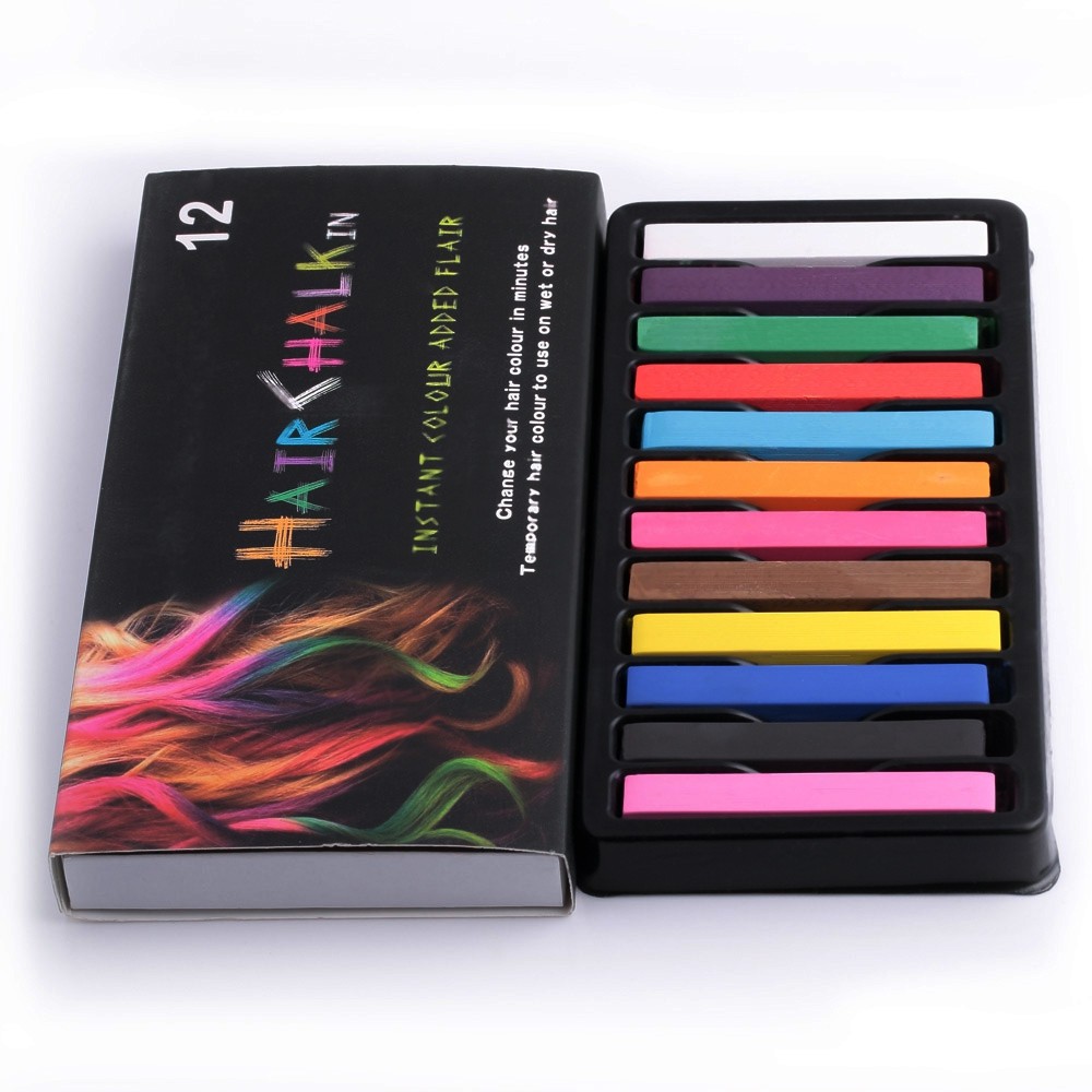 Fashion 12 Color Soft Pastels Salon Kit Fast Temporary Short Hair Dye Chalk