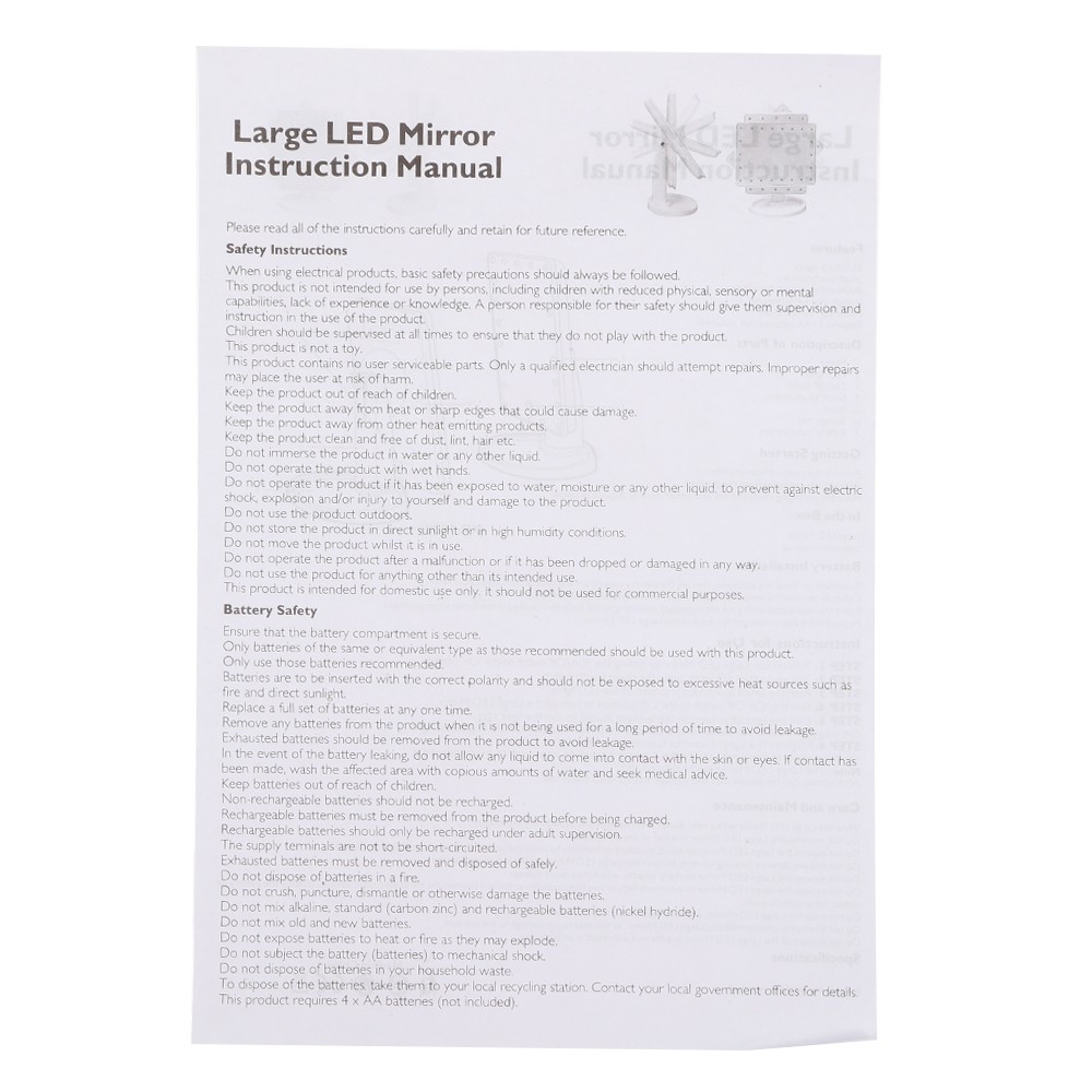 Touch Screen LED Desktop Makeup Mirror with Round Base Plate