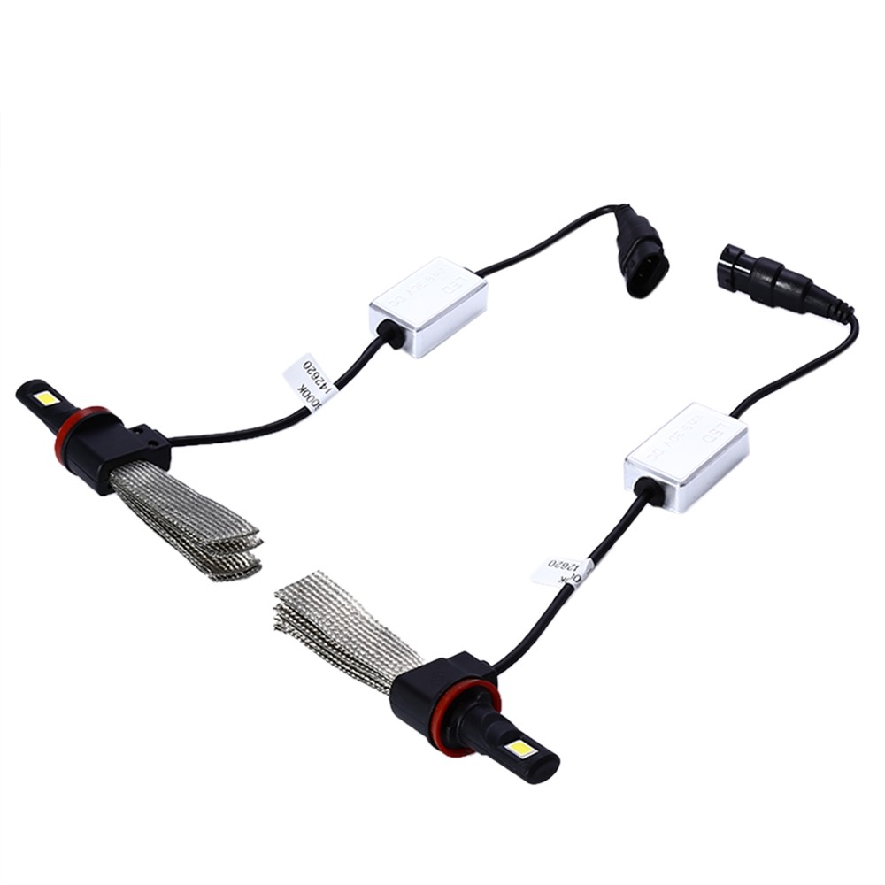 2pcs 6000K LED Car Headlights H11 Bulbs Conversion Kit with Tinned Copper Braid