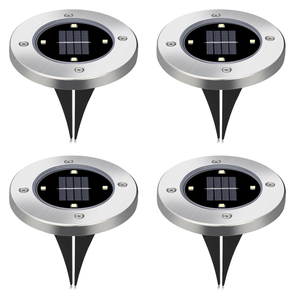 4PCS 4 LEDs Solar Powered IP65 Waterproof Ground Lamp for Outdoor Fence Garden Lawn Yard Path