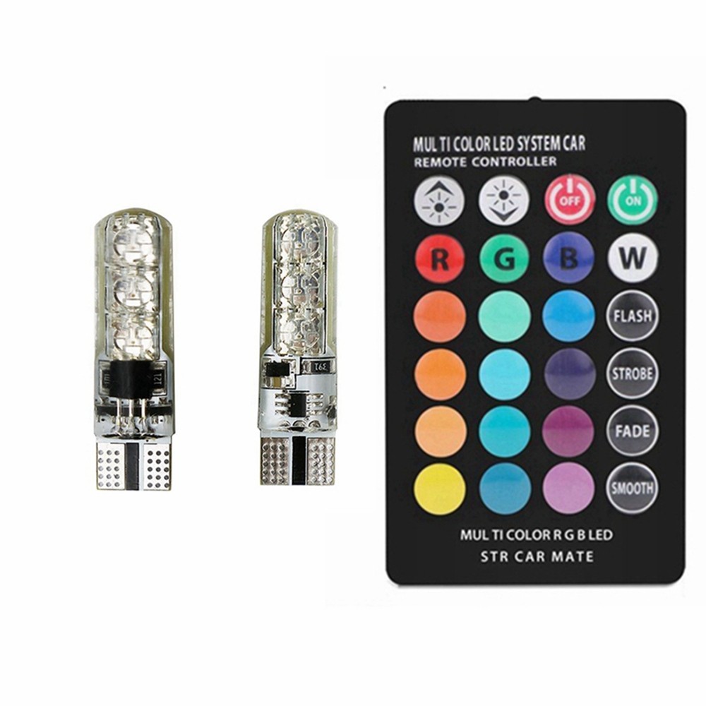 Sencart T10 6 SMD5050 RGB LED Car Interior Reading Light Super Bright 16-Color 2PCS with Wireless Remote Control