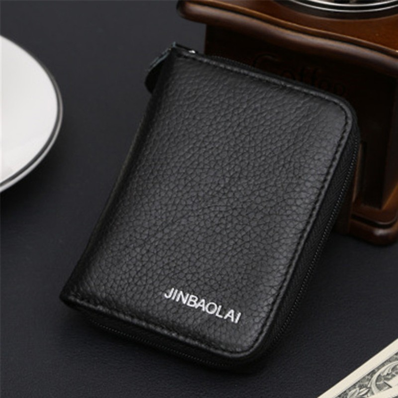JINBAOLAI Small Coin Purse Men Genuine Leather Wallet Male Mini Money Bag