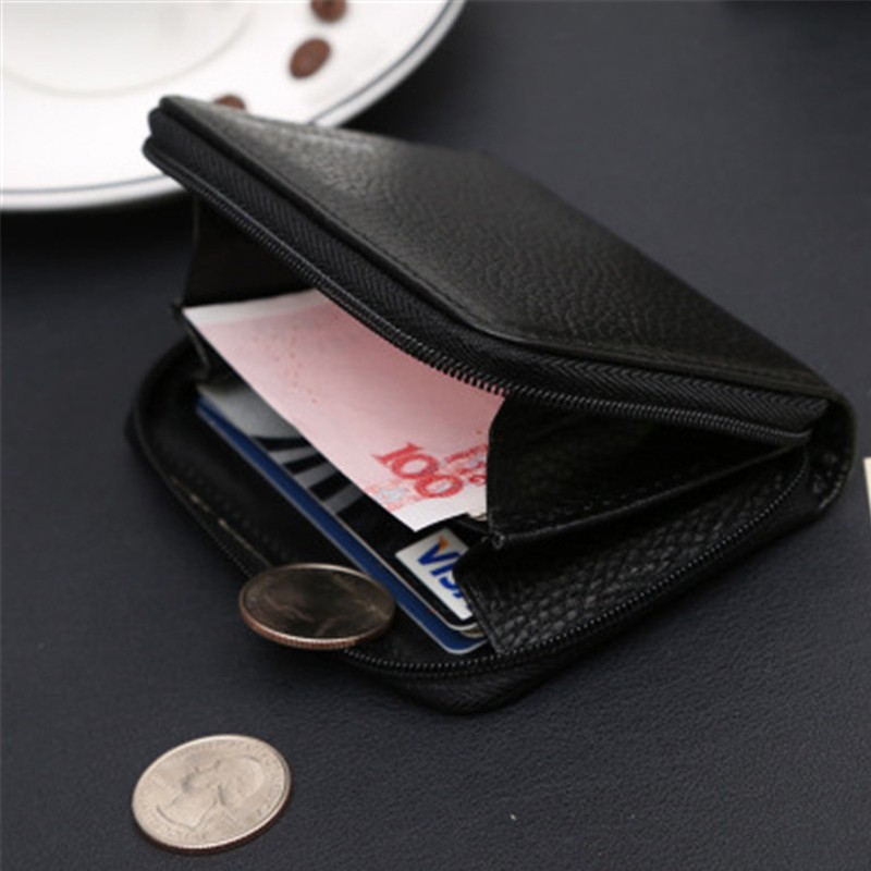 JINBAOLAI Small Coin Purse Men Genuine Leather Wallet Male Mini Money Bag