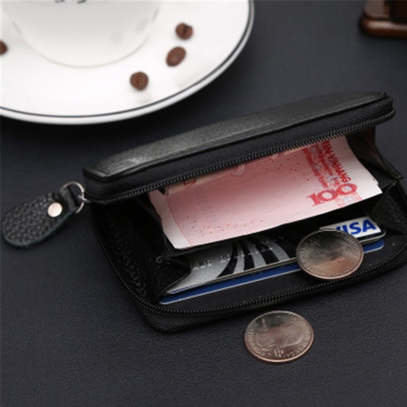 JINBAOLAI Small Coin Purse Men Genuine Leather Wallet Male Mini Money Bag