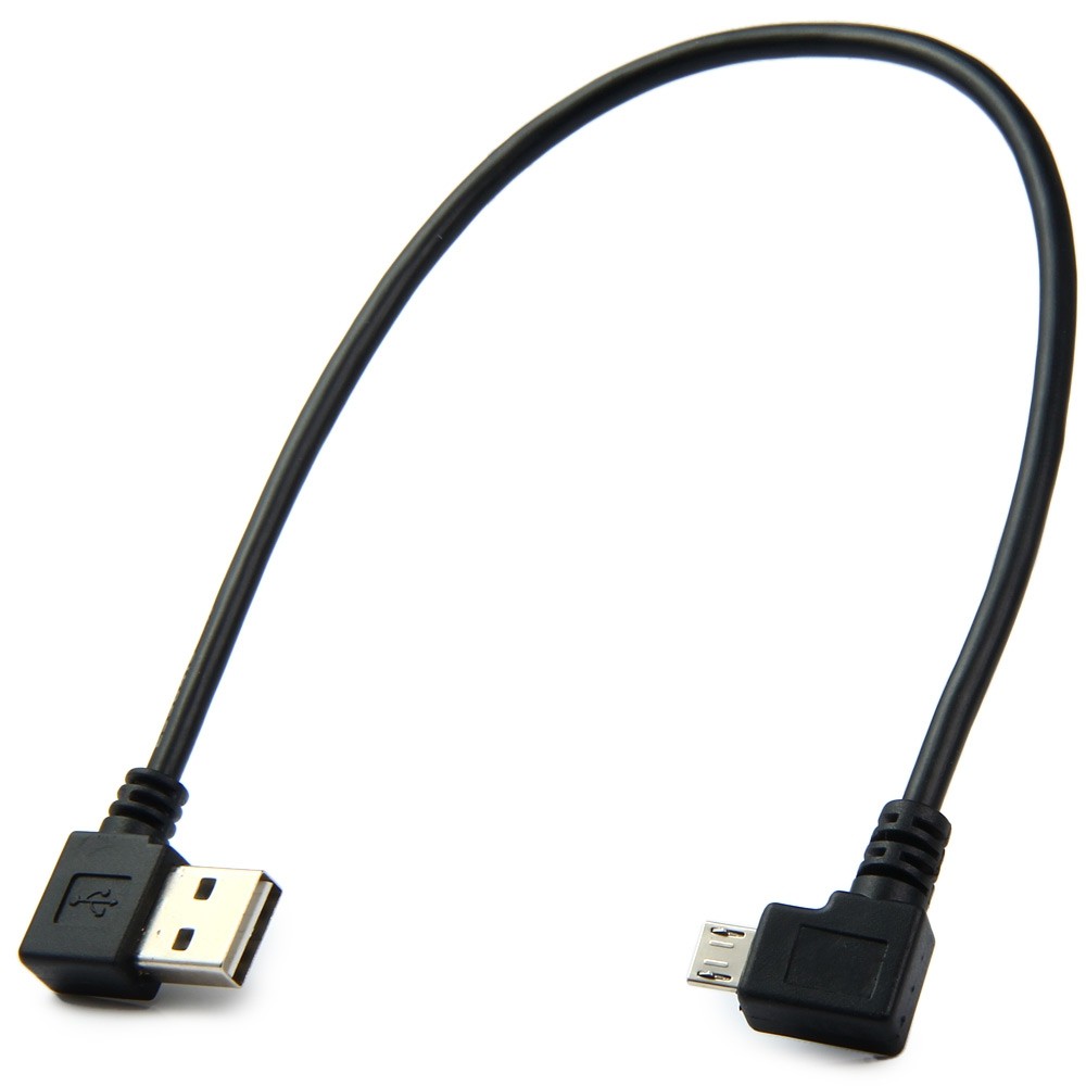 U2 - 301 25cm USB 2.0 A Type Left / Right Angle to Micro USB Male Right Direction Angle Cable for Printer Scanner