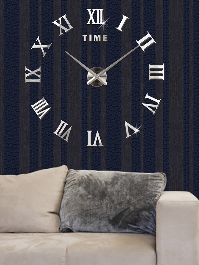 3D Roman Numerals DIY Acrylic Mirror Clock Wall Sticker
