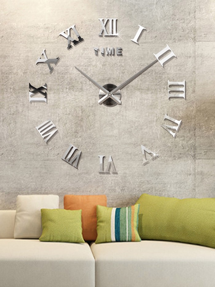 3D Roman Numerals DIY Acrylic Mirror Clock Wall Sticker