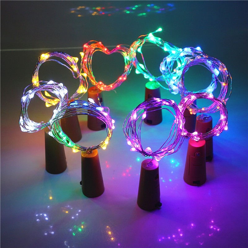 Jueja Multicolor LED Sliver Wire String Light with Bottle Stopper for Glass Craft Valentines Wedding Decoration Lamp Party