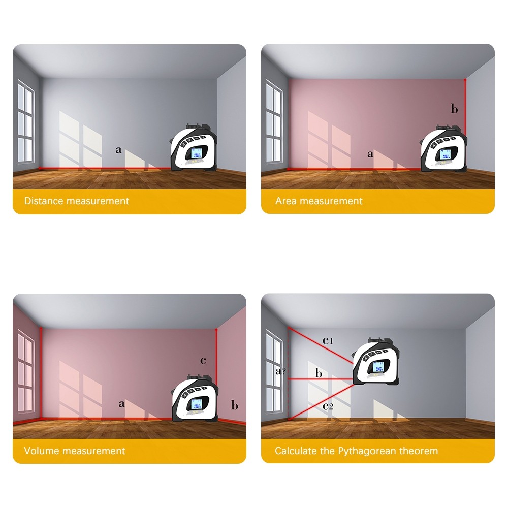 2 in 1 Digital Laser Rangefinder Tape Measure Measuring Tool with LCD Display