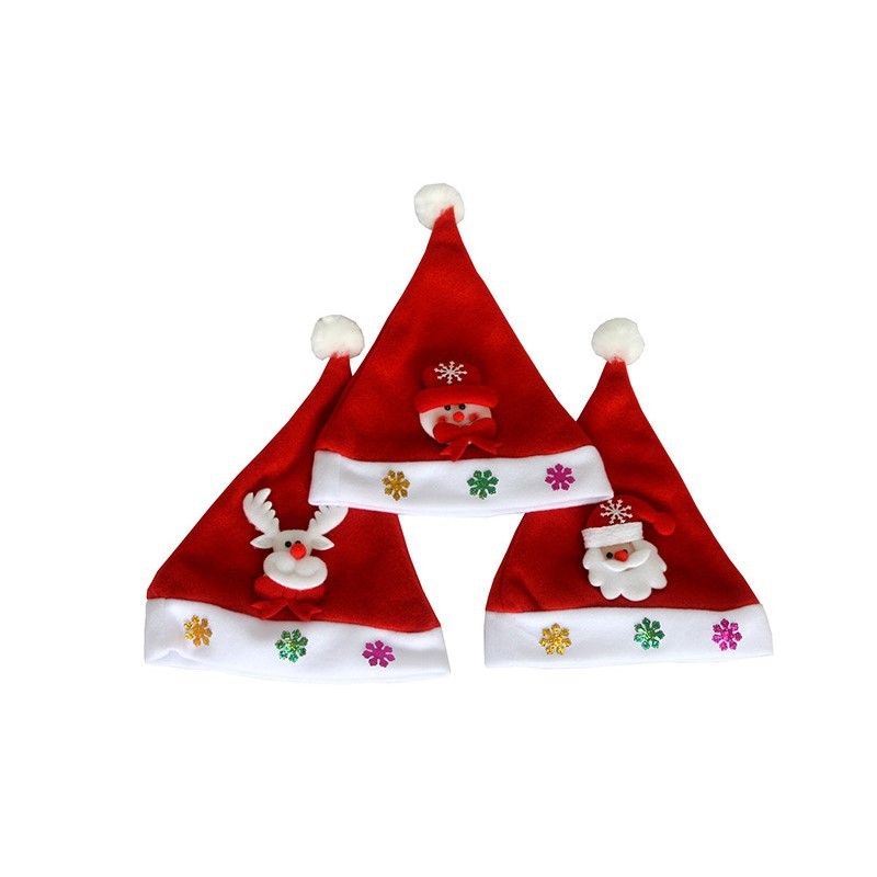 3Pcs New Christmas Hat with Snowman Santa Claus and Deer For Kids and Adults