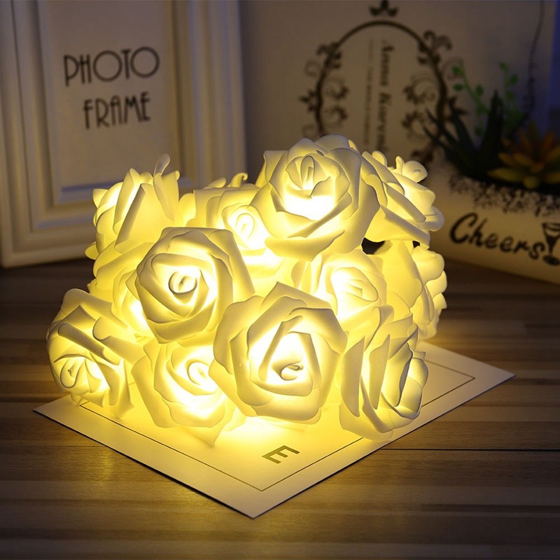 3M Rose Flower LED String Lights Battery Case Decorative for Christmas Wedding