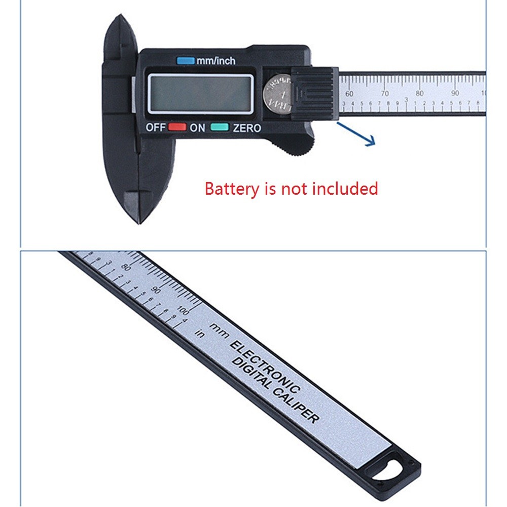 Black 100mm LCD Digital Electronic Carbon Fiber Vernier Caliper Gauge Measuring Tool - Plastic bag packaging