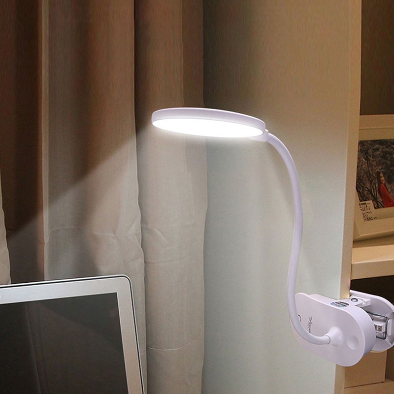 USB Rechargeable Clip LED Table Lamp Dimmable Touch Eye Protection