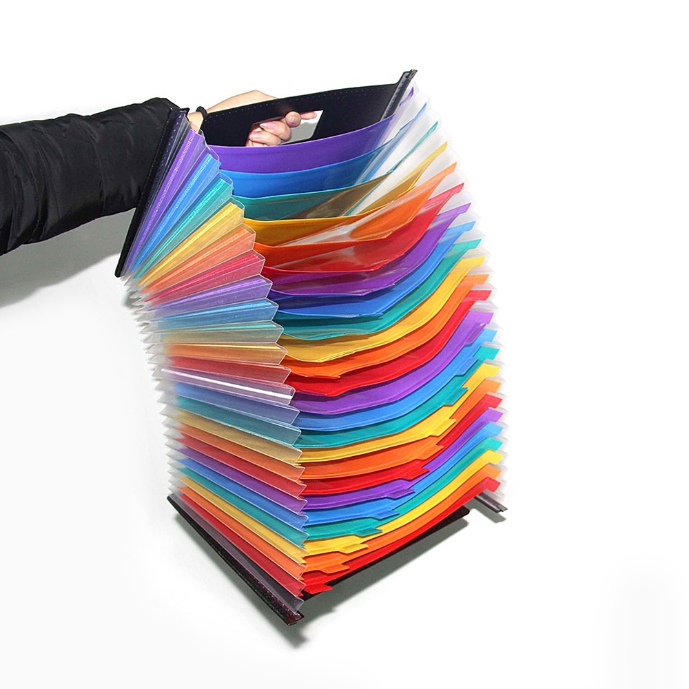 Stretchable File Organizer 24 Pockets Thickened PP Material for Office / School / Home Organization