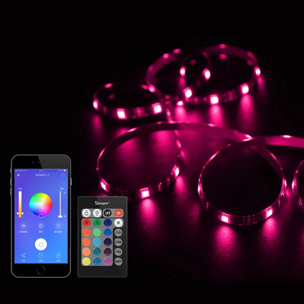 SONOFF L1 Dimmable Smart WiFi RGB LED Light Strip EU US UK Plug